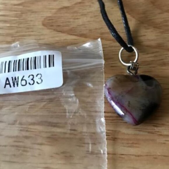 Brownish & Purplish Druzy Geode Agate Heart Pendant Gemstone Necklace - Picture 2 of 2